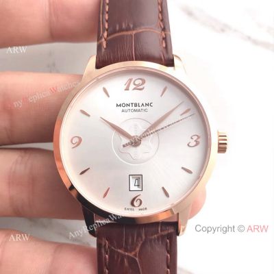 Mont Blanc Meisterstuck Date Watch Replica Rose Gold White